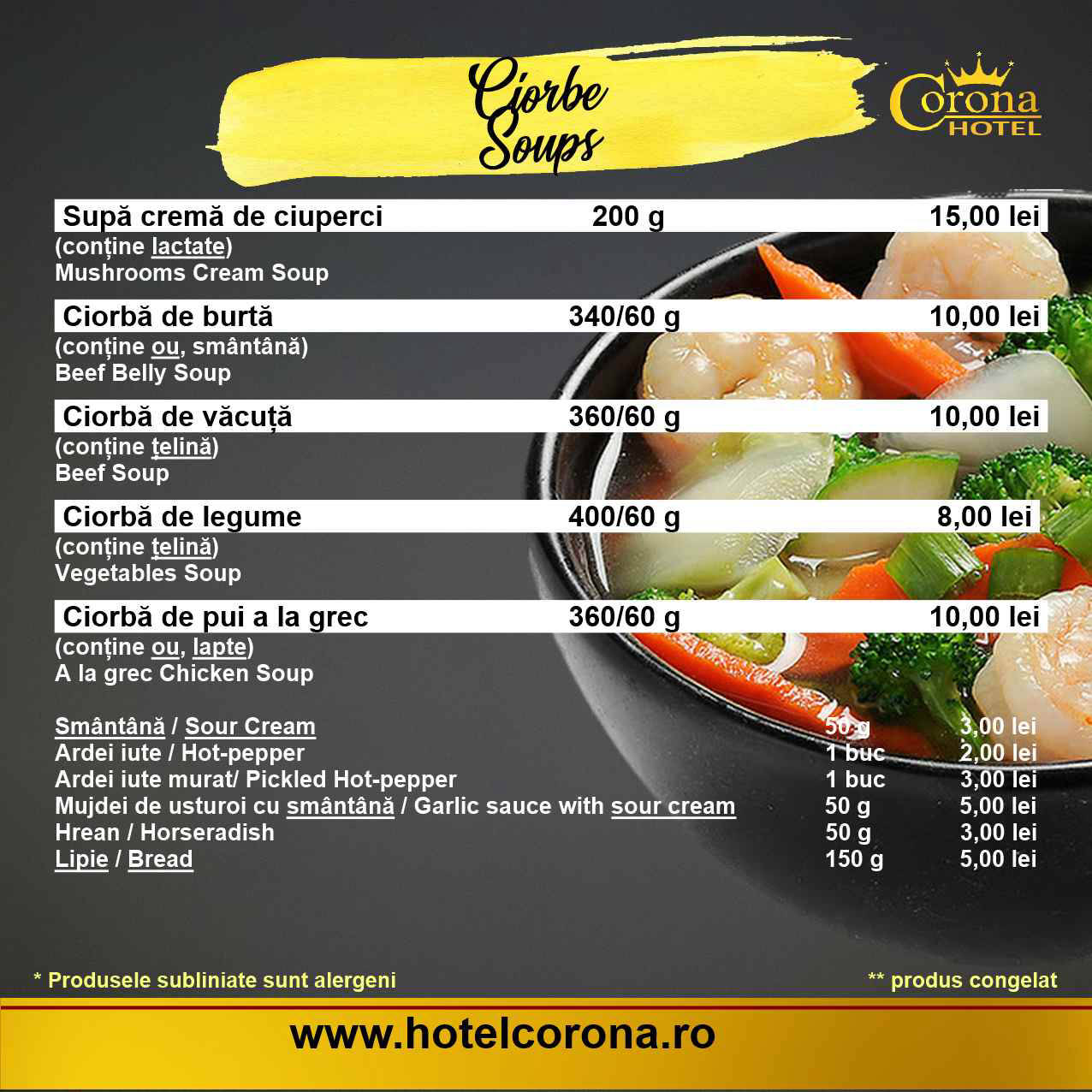 Meniu Restaurant Corona Drobeta Turnu Severin
